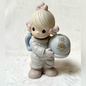 Precious Moments Adorable Girl Astronaut Figurine with Pink Bows